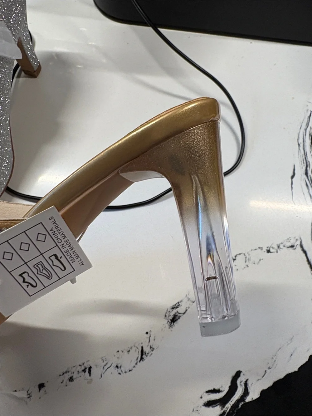 J. Adams Gold Crystal Snake Slide Heels